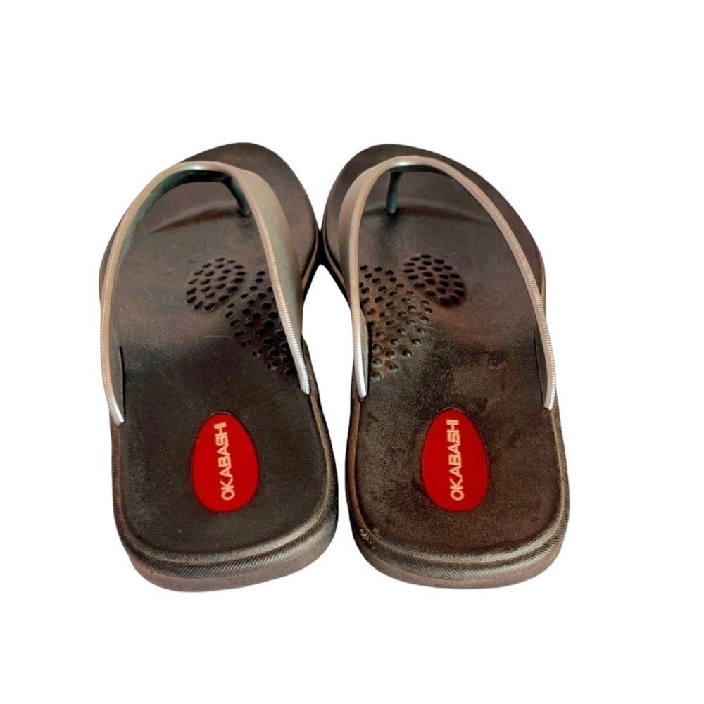 OKABASHI Marina Gray Charcoal Size Medium Flip Flops - Picture 4 of 8